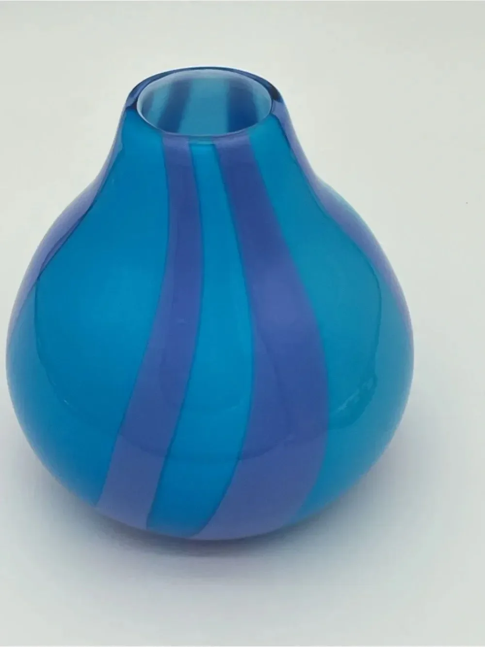 Pier 1 Blue & Purple Striped Art Glass Vase